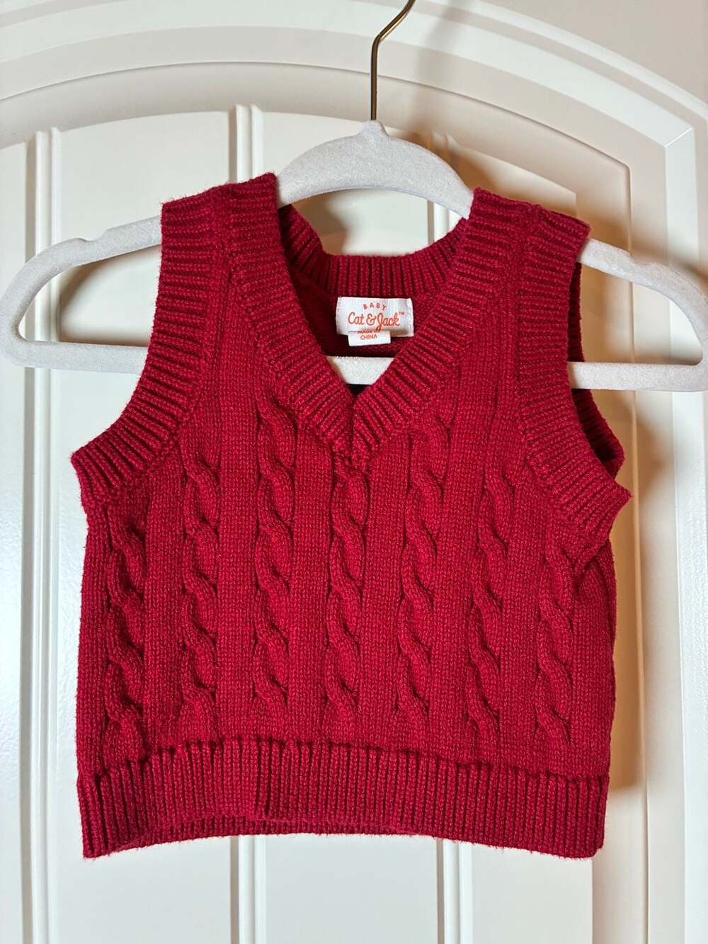 Cat & Jack Baby Red Cable Knit V-Neck Sweater Vest